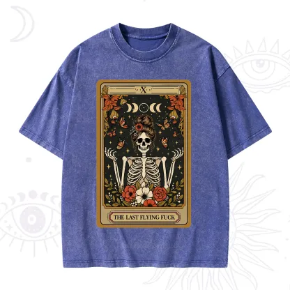 Purplehecate The Last Flying Fuck Tarot Skeleton Washed T-Shirt
