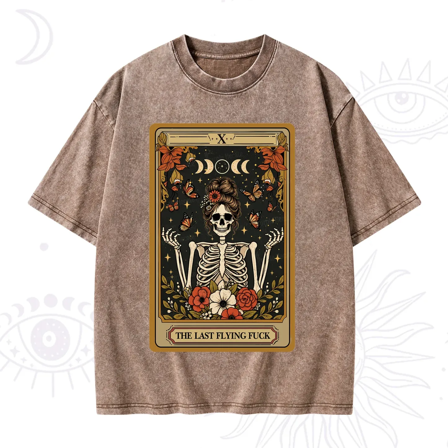 Purplehecate The Last Flying Fuck Tarot Skeleton Washed T-Shirt