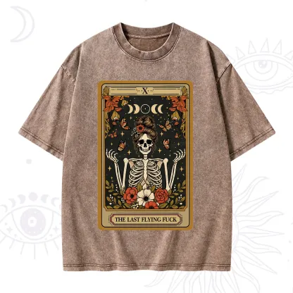 Purplehecate The Last Flying Fuck Tarot Skeleton Washed T-Shirt