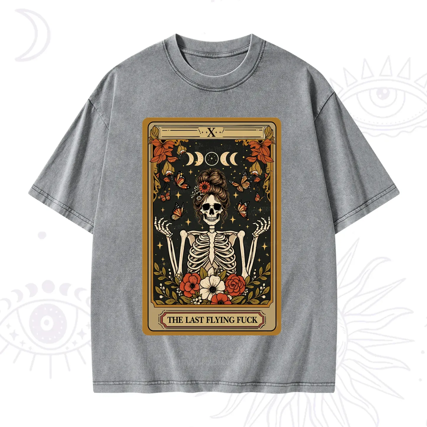 Purplehecate The Last Flying Fuck Tarot Skeleton Washed T-Shirt