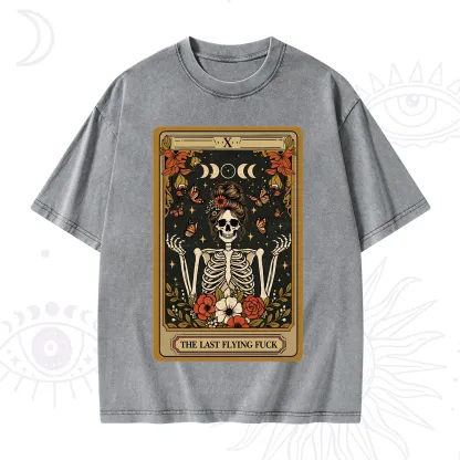 Purplehecate The Last Flying Fuck Tarot Skeleton Washed T-Shirt