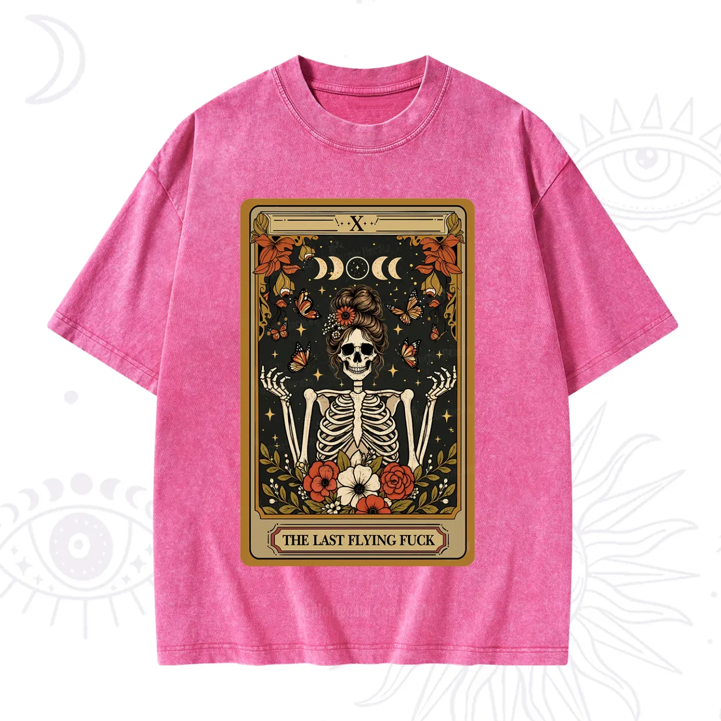 Purplehecate The Last Flying Fuck Tarot Skeleton Washed T-Shirt