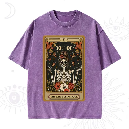 Purplehecate The Last Flying Fuck Tarot Skeleton Washed T-Shirt