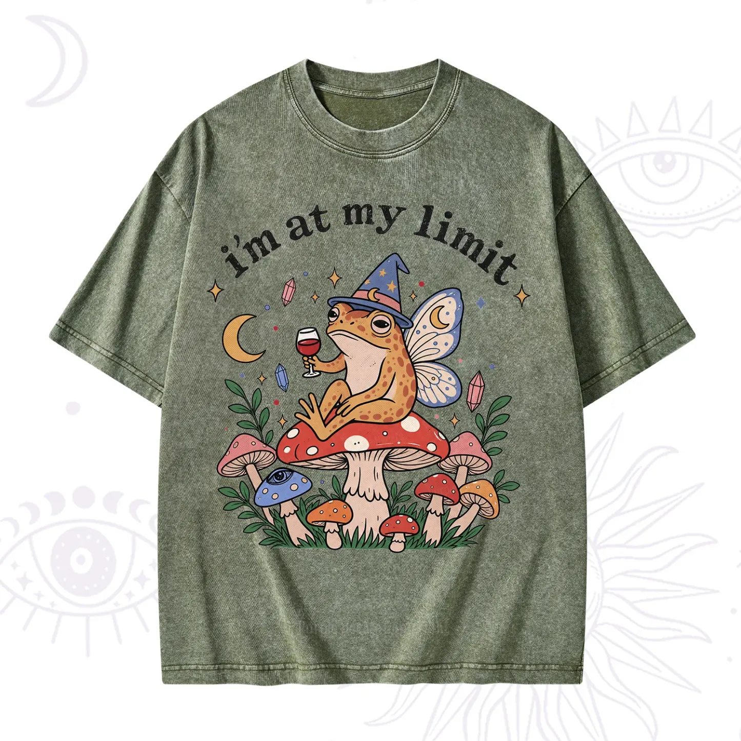 Purplehecate I Am at My Limit funny Frog Washed T-Shirt