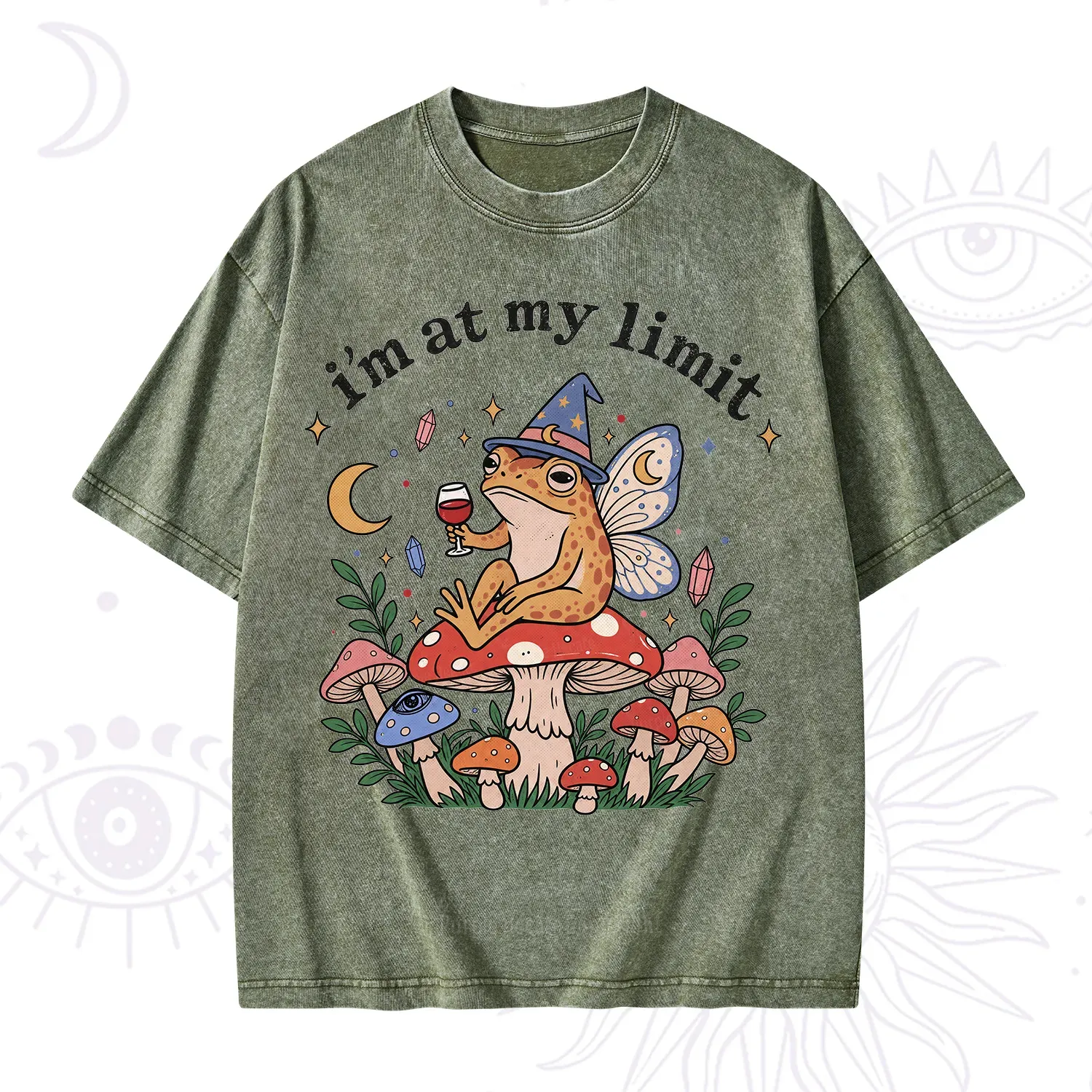 Purplehecate I Am at My Limit funny Frog Washed T-Shirt