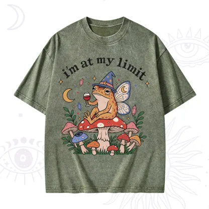 Purplehecate I Am at My Limit funny Frog Washed T-Shirt