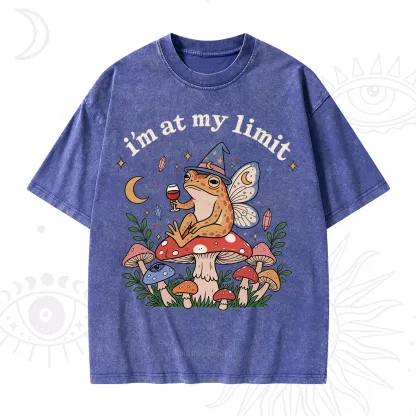 Purplehecate I Am at My Limit funny Frog Washed T-Shirt