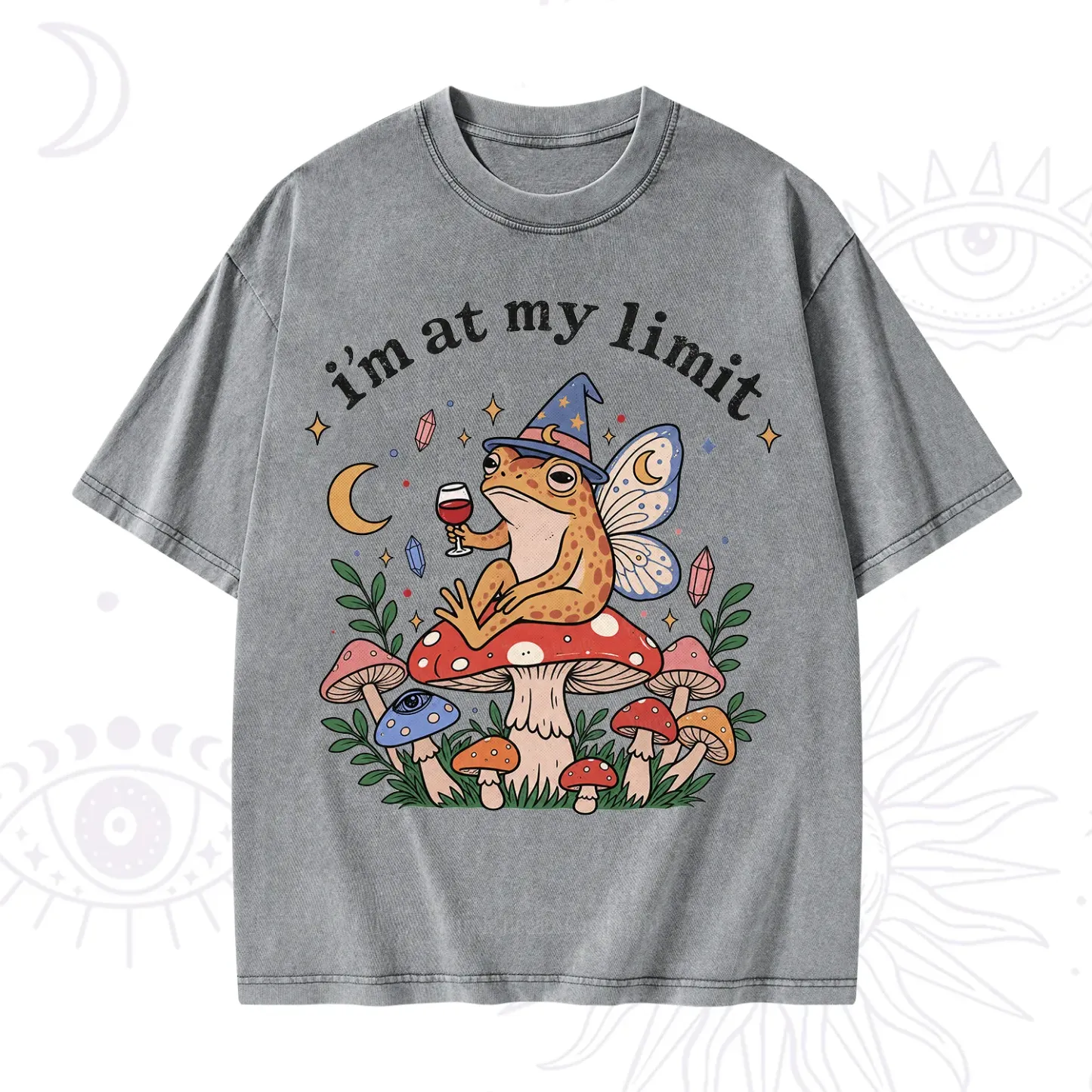 Purplehecate I Am at My Limit funny Frog Washed T-Shirt