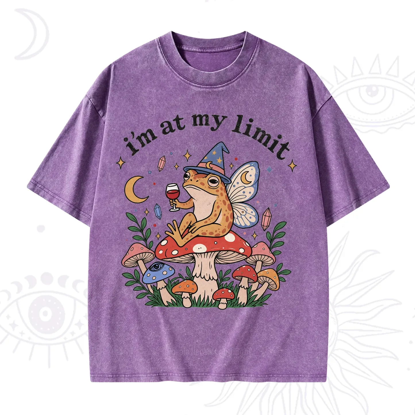 Purplehecate I Am at My Limit funny Frog Washed T-Shirt