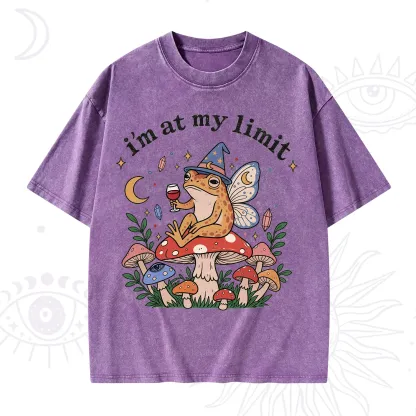 Purplehecate I Am at My Limit funny Frog Washed T-Shirt