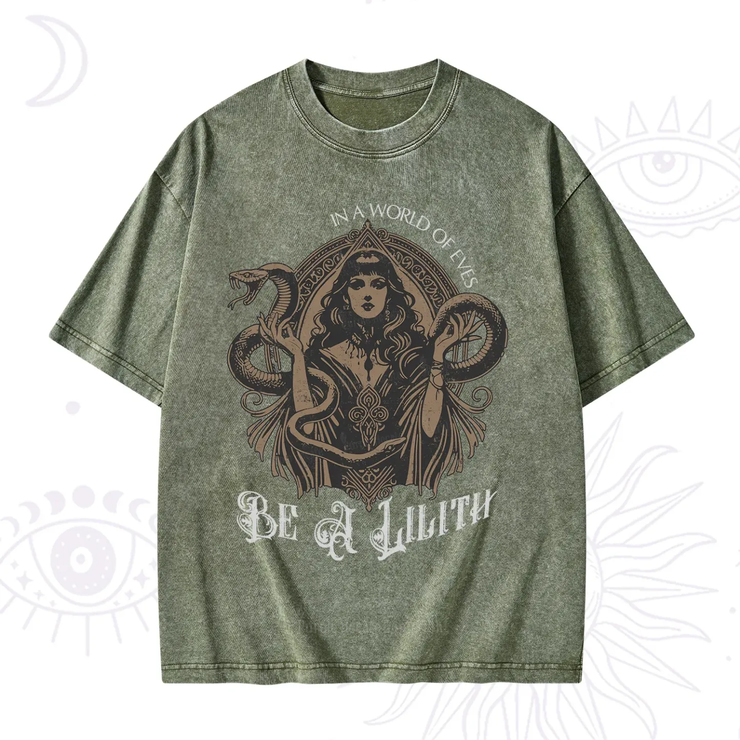 Purplehecate In a World of Eves Be a Lilith Gothic Occult Washed T-Shirt