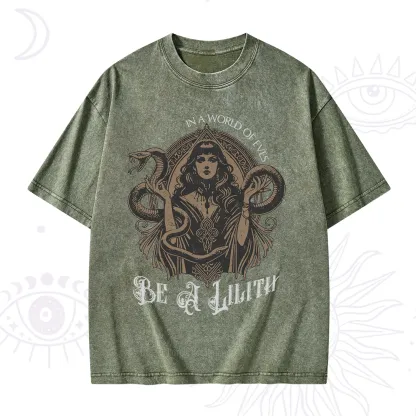 Purplehecate In a World of Eves Be a Lilith Gothic Occult Washed T-Shirt
