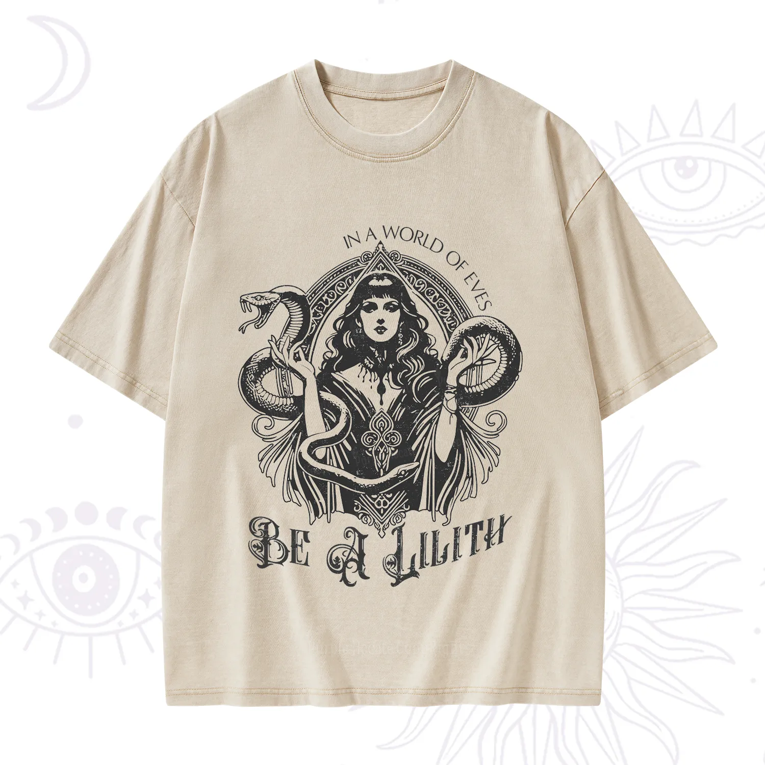 Purplehecate In a World of Eves Be a Lilith Gothic Occult Washed T-Shirt