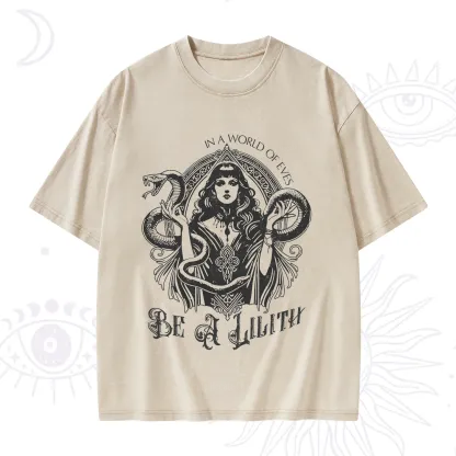 Purplehecate In a World of Eves Be a Lilith Gothic Occult Washed T-Shirt