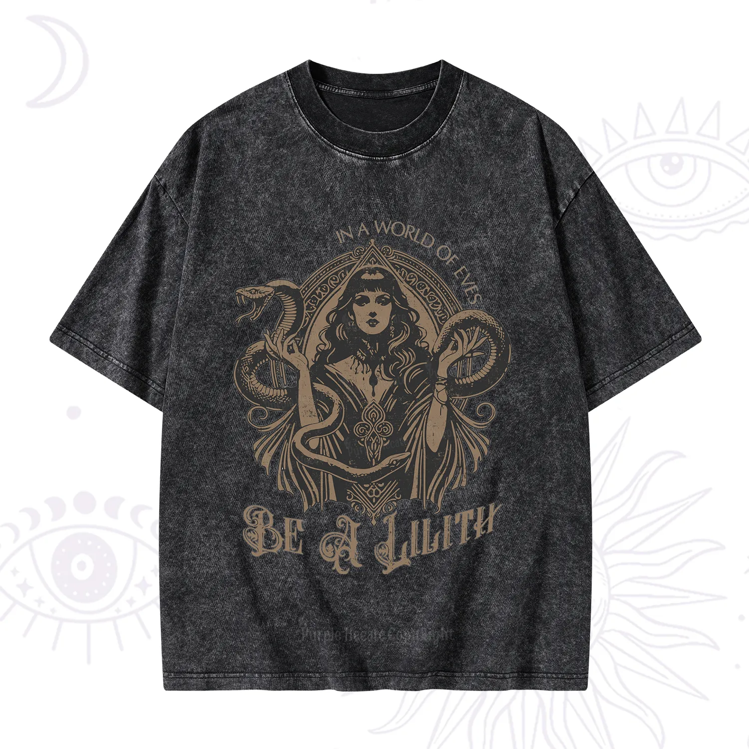 Purplehecate In a World of Eves Be a Lilith Gothic Occult Washed T-Shirt