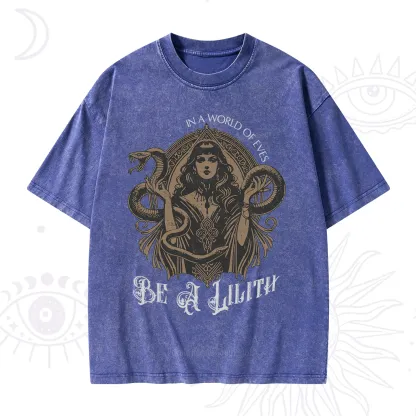 Purplehecate In a World of Eves Be a Lilith Gothic Occult Washed T-Shirt