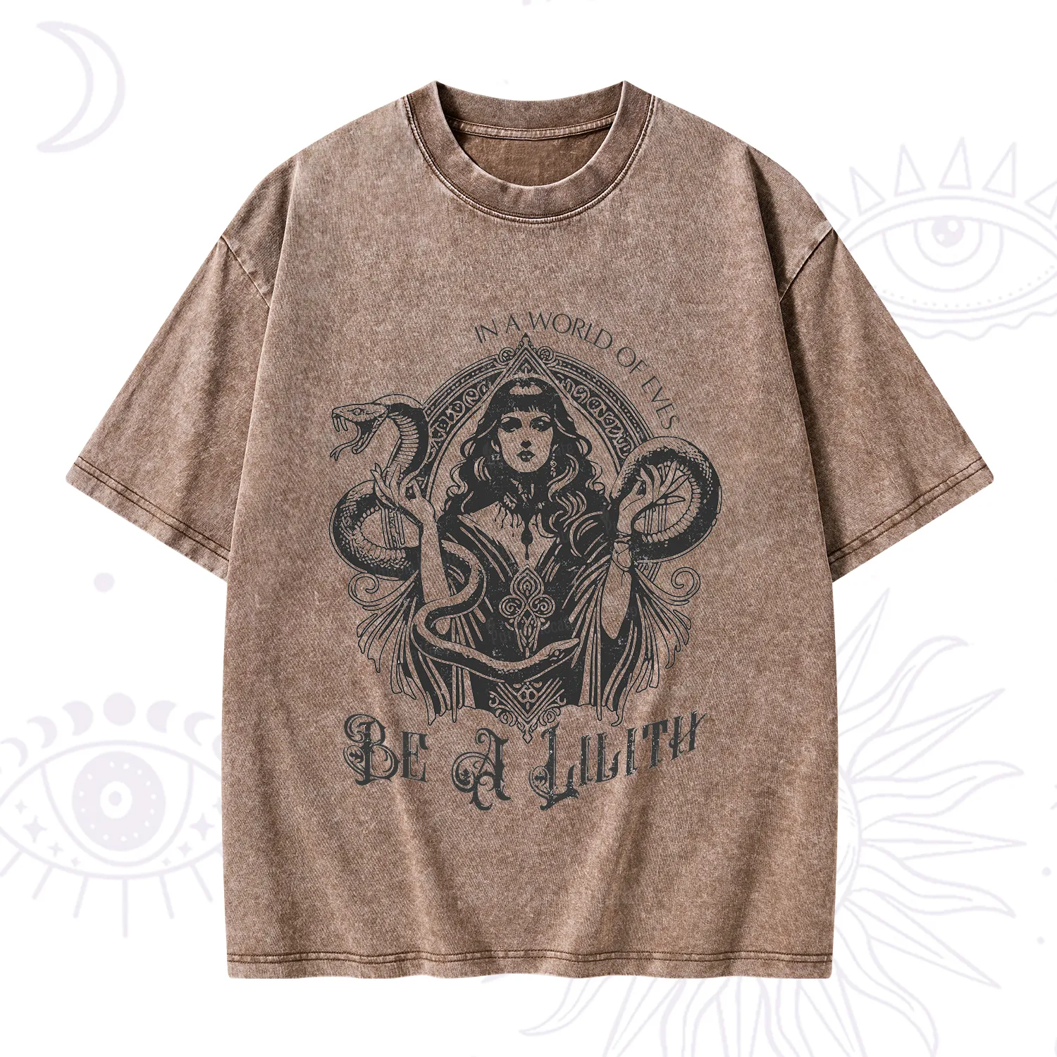 Purplehecate In a World of Eves Be a Lilith Gothic Occult Washed T-Shirt