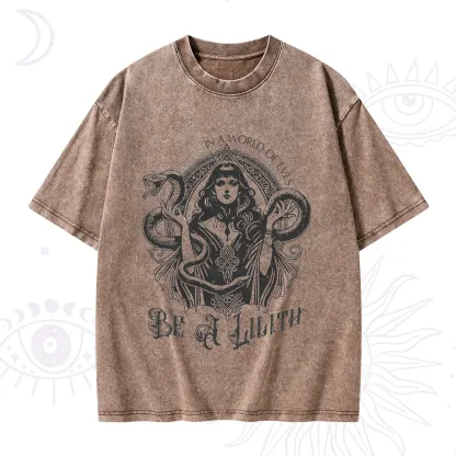 Purplehecate In a World of Eves Be a Lilith Gothic Occult Washed T-Shirt