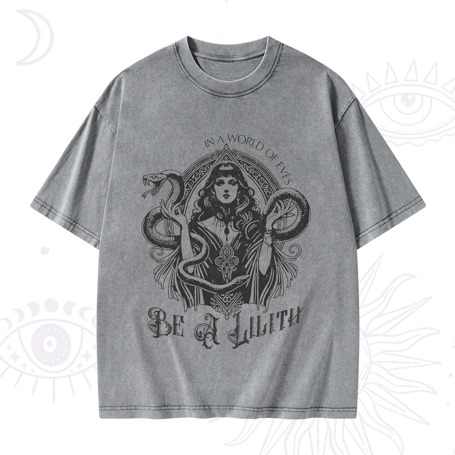 Purplehecate In a World of Eves Be a Lilith Gothic Occult Washed T-Shirt
