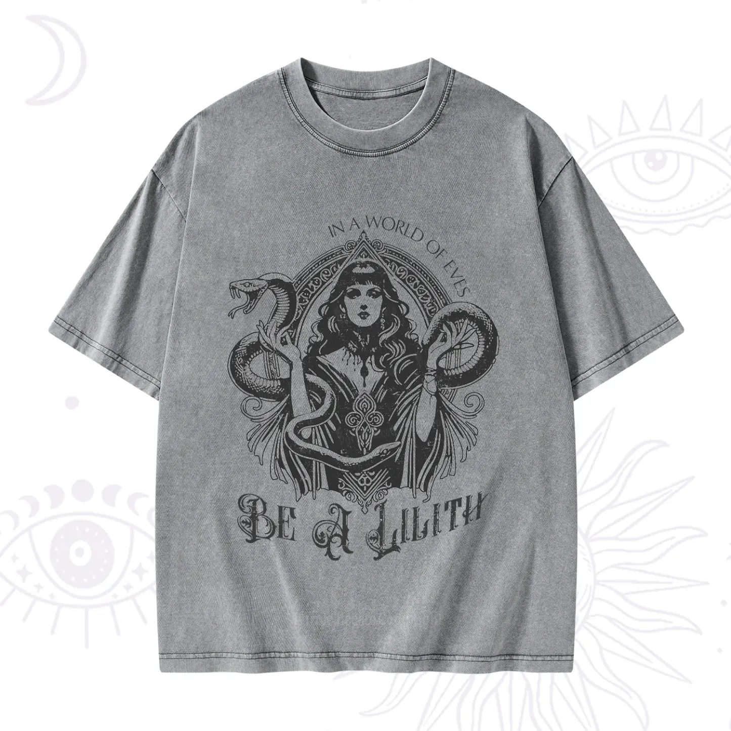 Purplehecate In a World of Eves Be a Lilith Gothic Occult Washed T-Shirt
