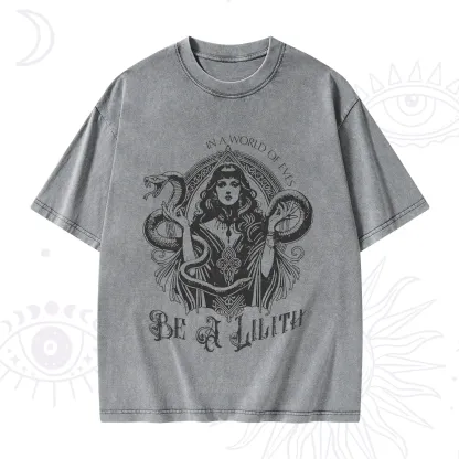 Purplehecate In a World of Eves Be a Lilith Gothic Occult Washed T-Shirt