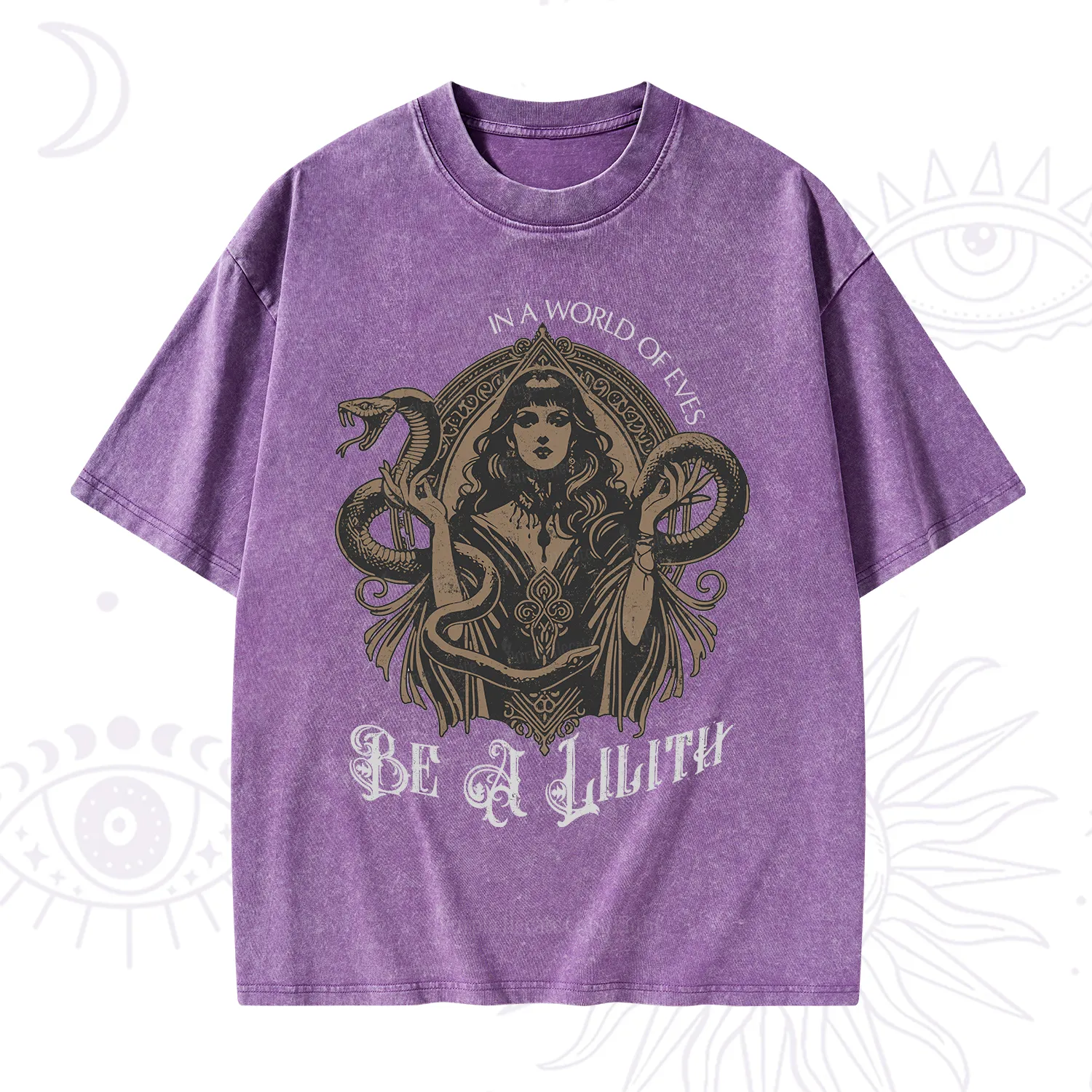 Purplehecate In a World of Eves Be a Lilith Gothic Occult Washed T-Shirt