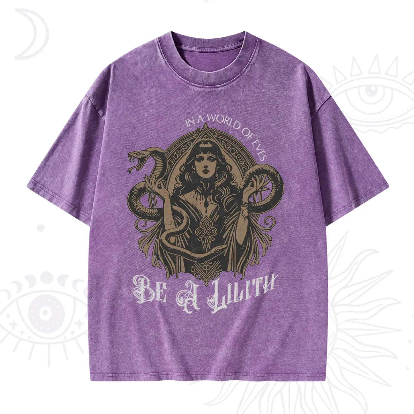 Purplehecate In a World of Eves Be a Lilith Gothic Occult Washed T-Shirt