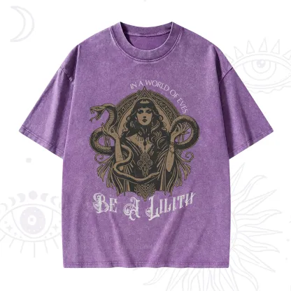 Purplehecate In a World of Eves Be a Lilith Gothic Occult Washed T-Shirt
