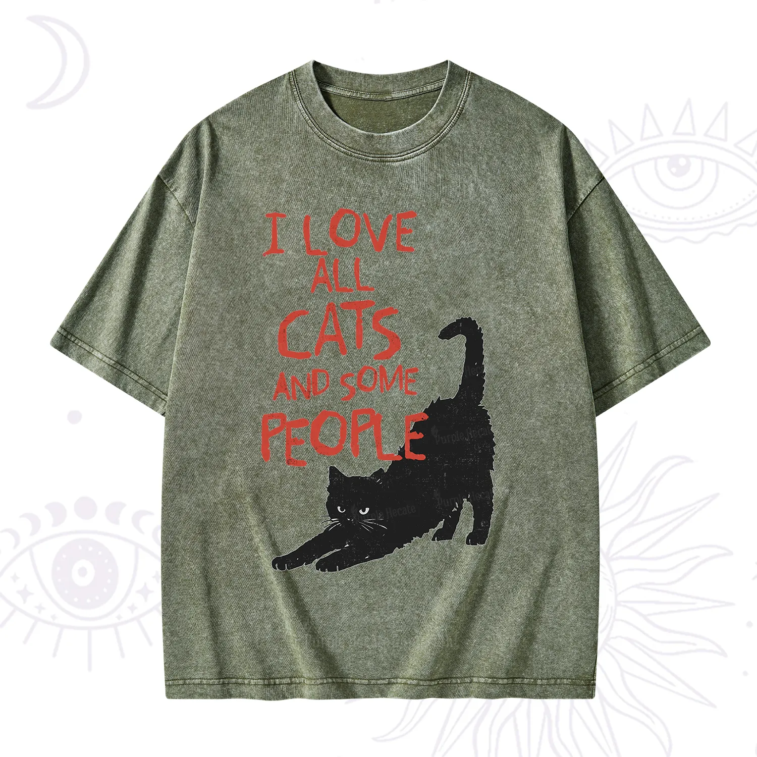 Purplehecate I Love All Cats and Some People Washed T-Shirt