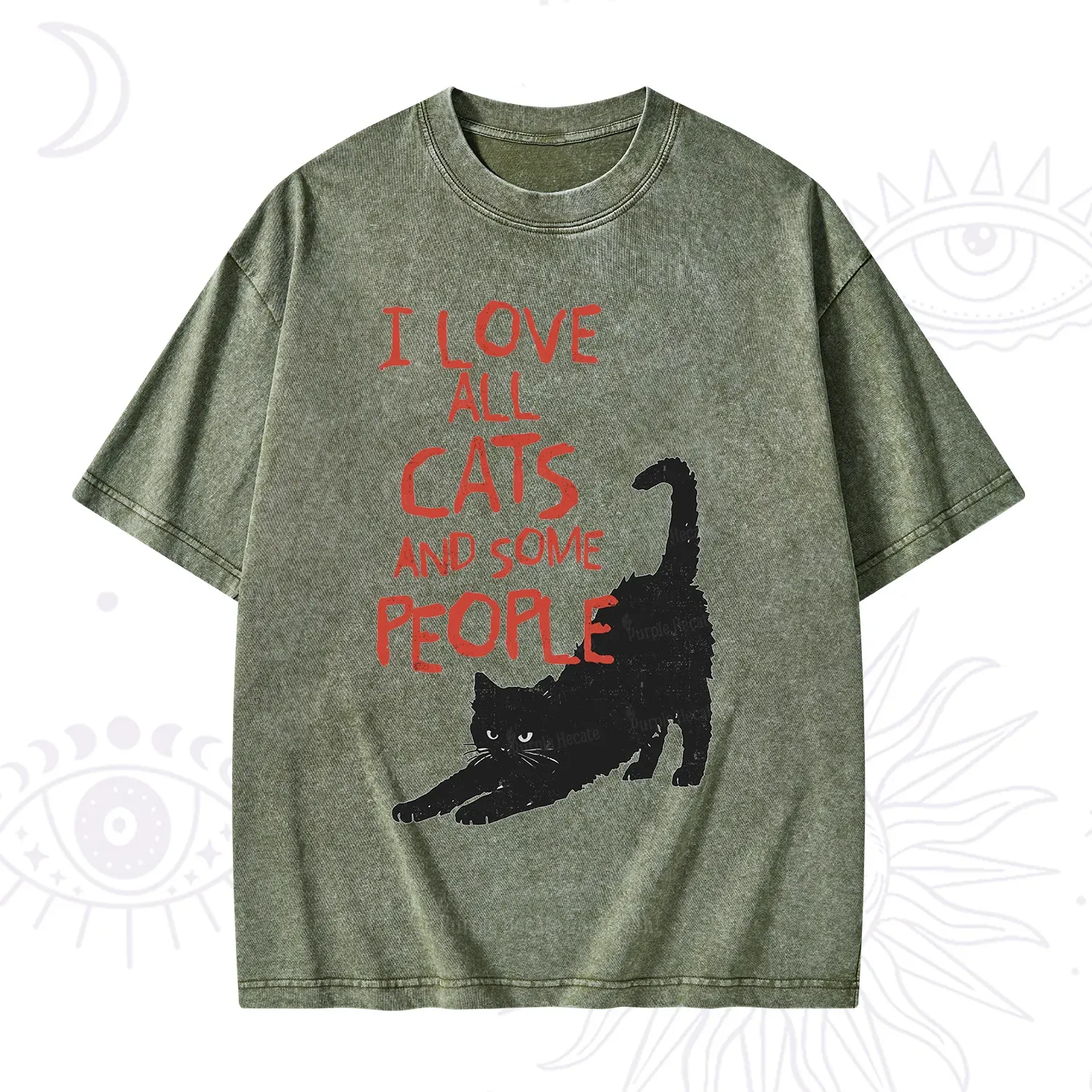 Purplehecate I Love All Cats and Some People Washed T-Shirt