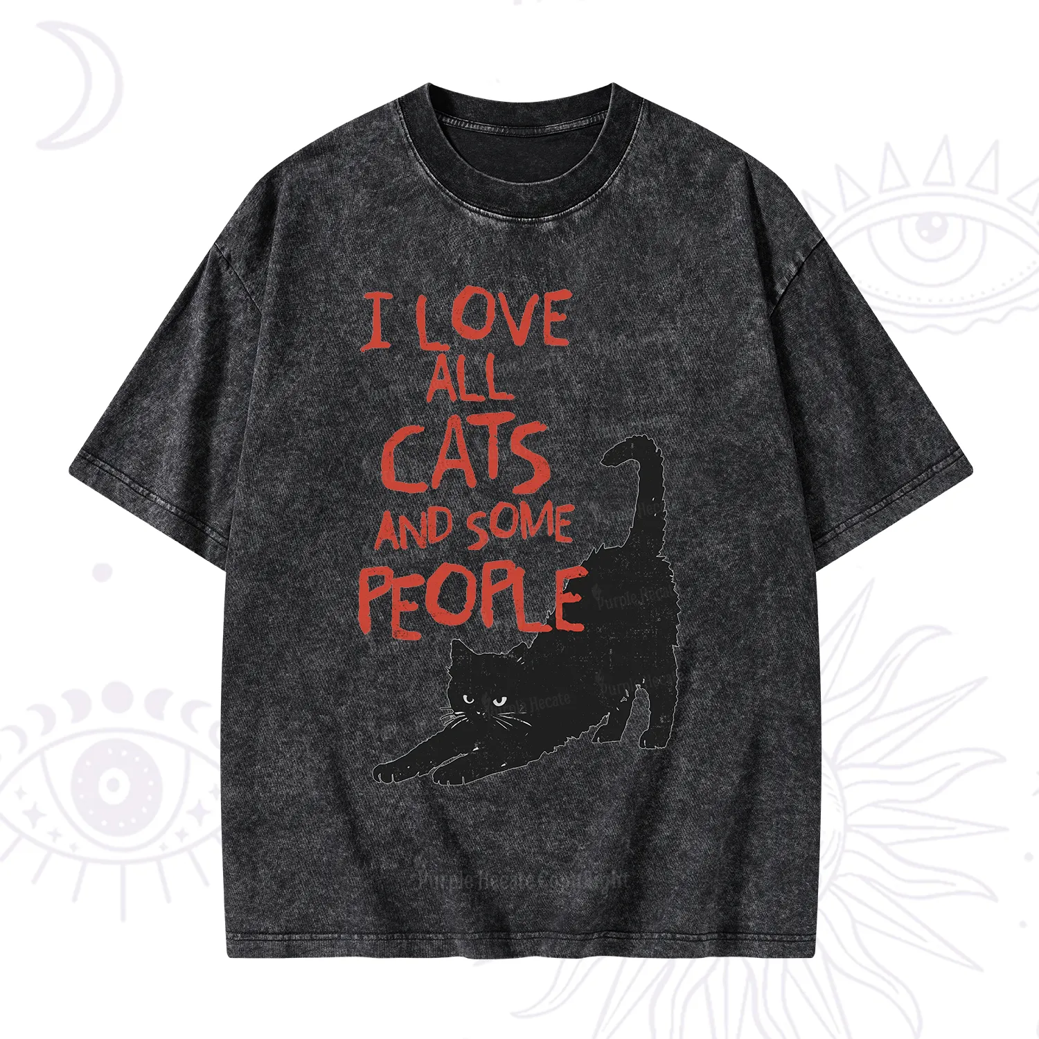 Purplehecate I Love All Cats and Some People Washed T-Shirt