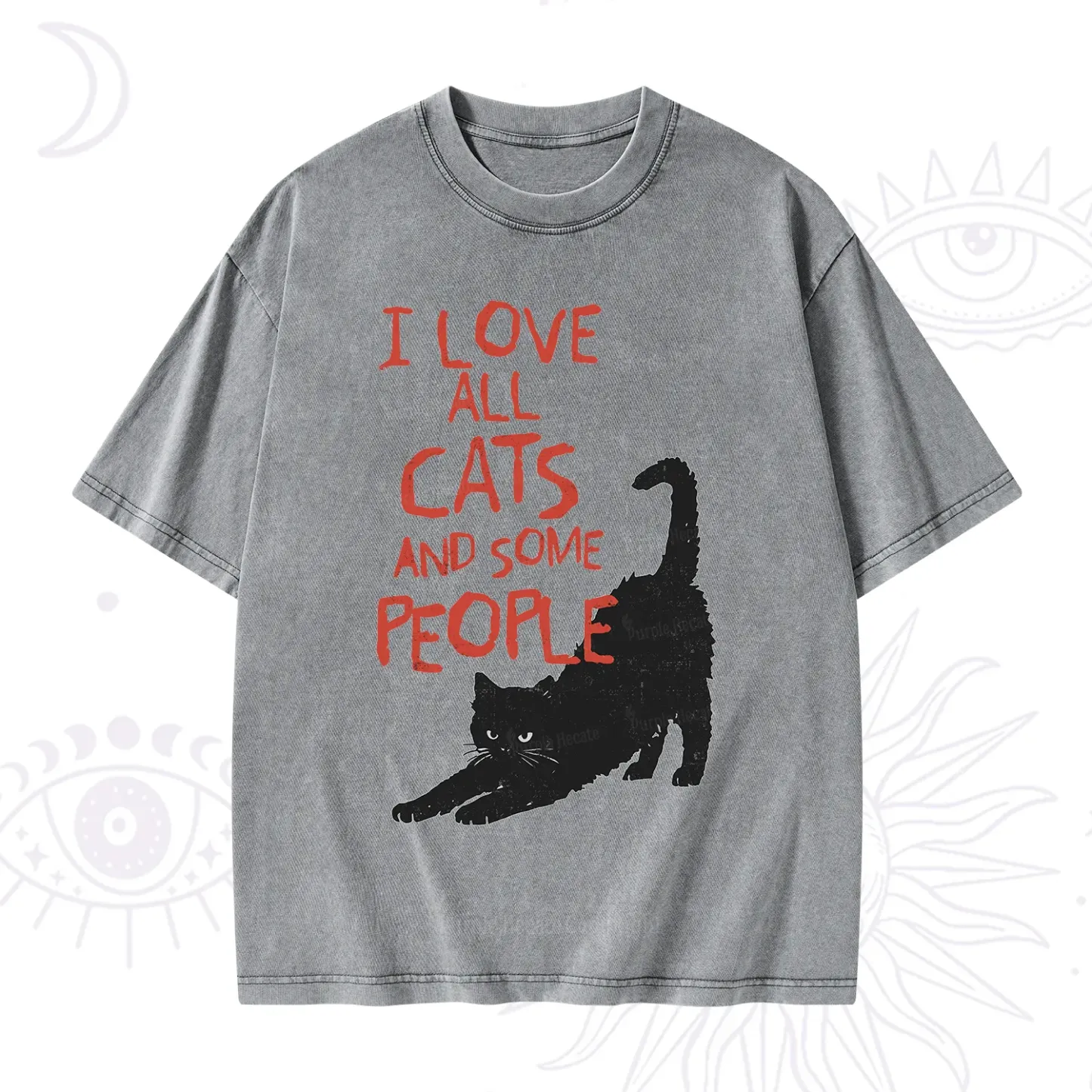 Purplehecate I Love All Cats and Some People Washed T-Shirt