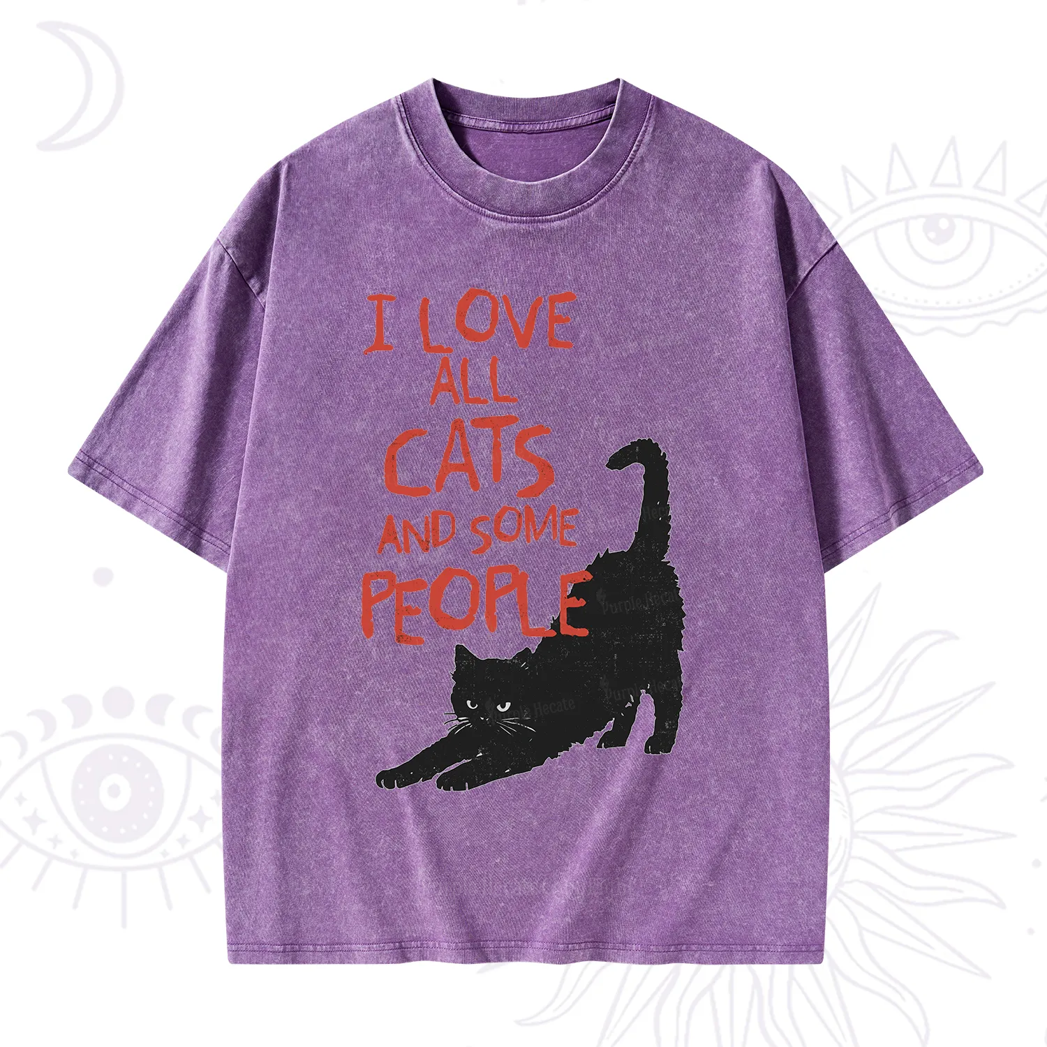 Purplehecate I Love All Cats and Some People Washed T-Shirt