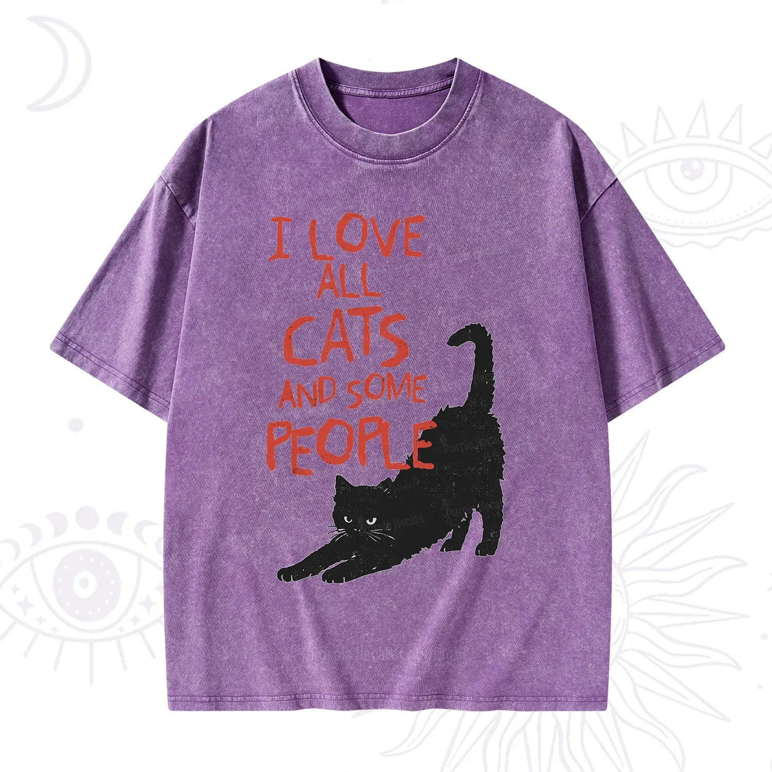 Purplehecate I Love All Cats and Some People Washed T-Shirt