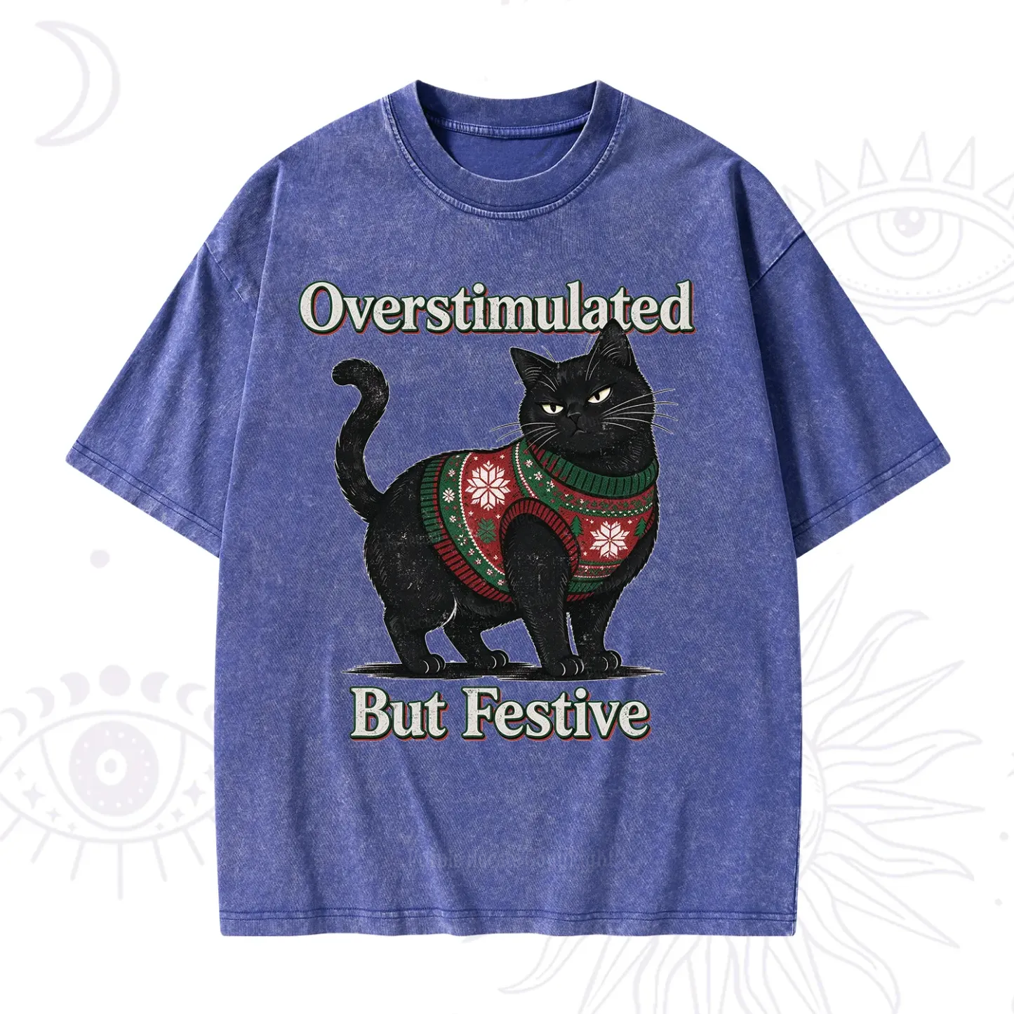 Purplehecate Overstimulated But Festive Christmas Washed T-Shirt