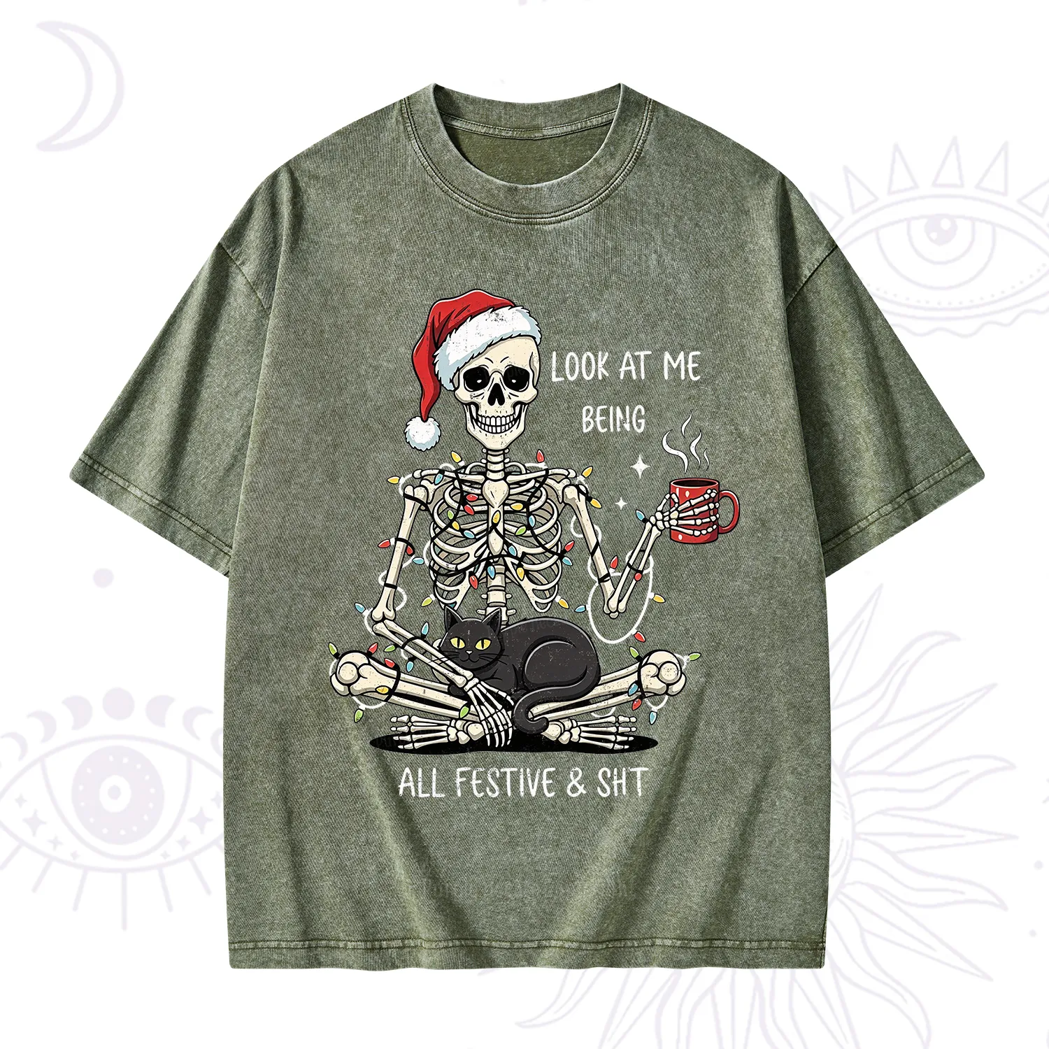 Purplehecate Look At Me Being All Festive Christmas Washed T-Shirt