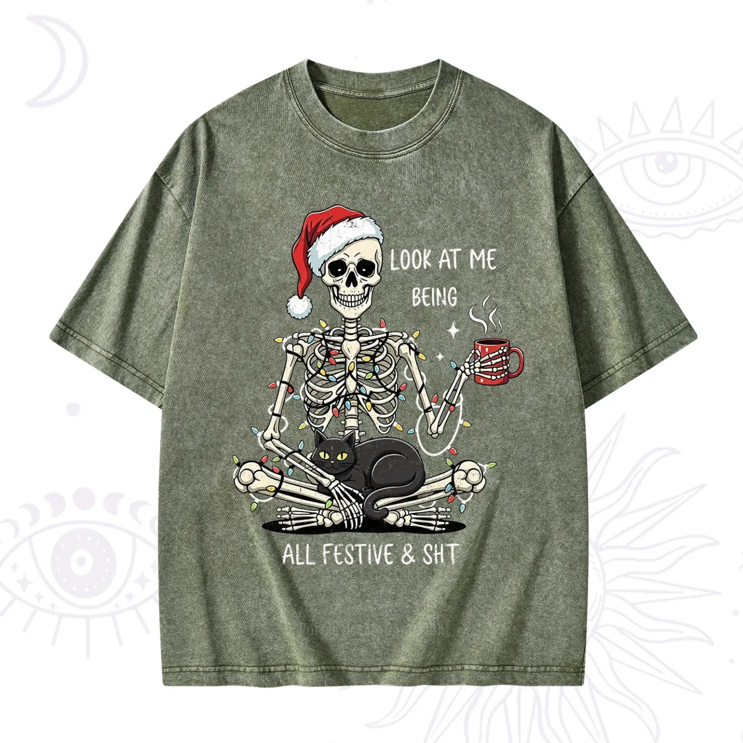 Purplehecate Look At Me Being All Festive Christmas Washed T-Shirt