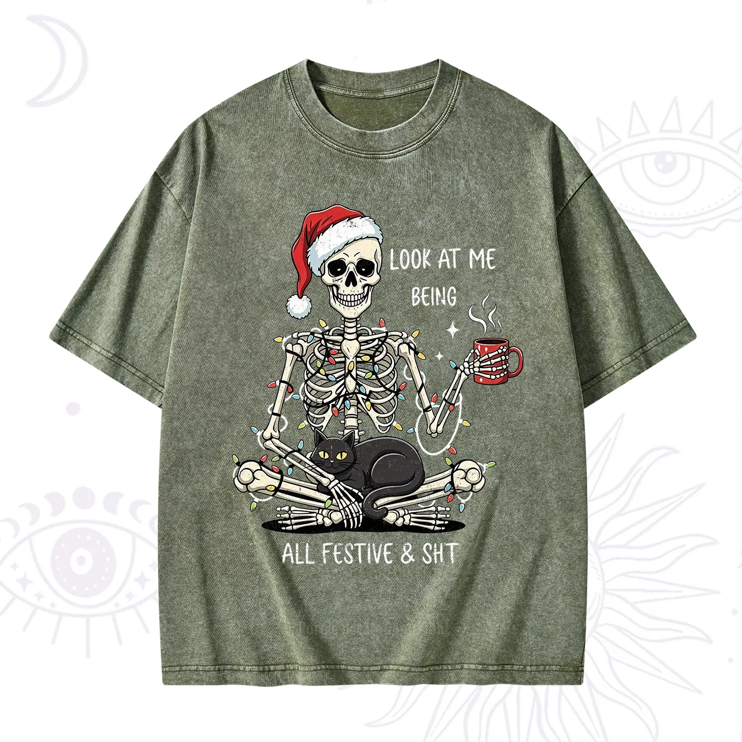 Purplehecate Look At Me Being All Festive Christmas Washed T-Shirt