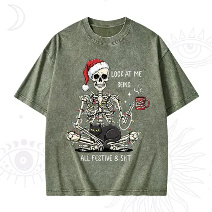 Purplehecate Look At Me Being All Festive Christmas Washed T-Shirt