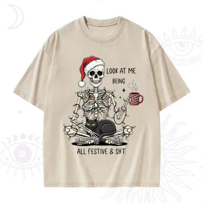 Purplehecate Look At Me Being All Festive Christmas Washed T-Shirt