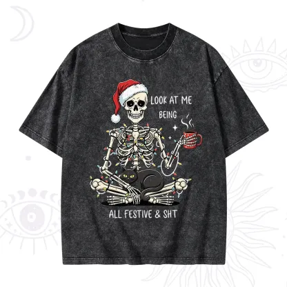 Purplehecate Look At Me Being All Festive Christmas Washed T-Shirt