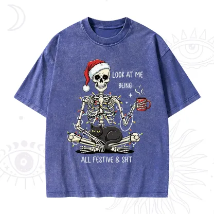 Purplehecate Look At Me Being All Festive Christmas Washed T-Shirt