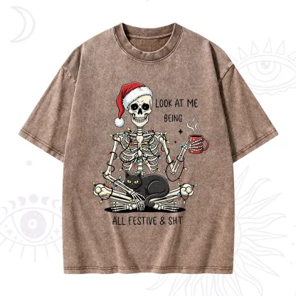 Purplehecate Look At Me Being All Festive Christmas Washed T-Shirt