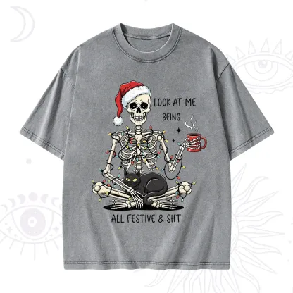 Purplehecate Look At Me Being All Festive Christmas Washed T-Shirt