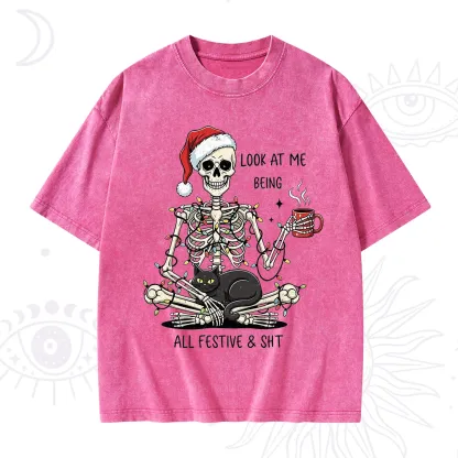 Purplehecate Look At Me Being All Festive Christmas Washed T-Shirt