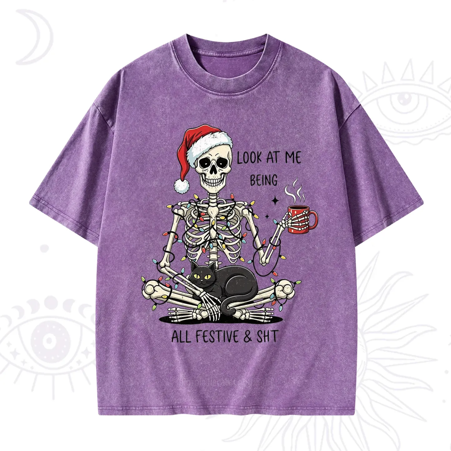 Purplehecate Look At Me Being All Festive Christmas Washed T-Shirt