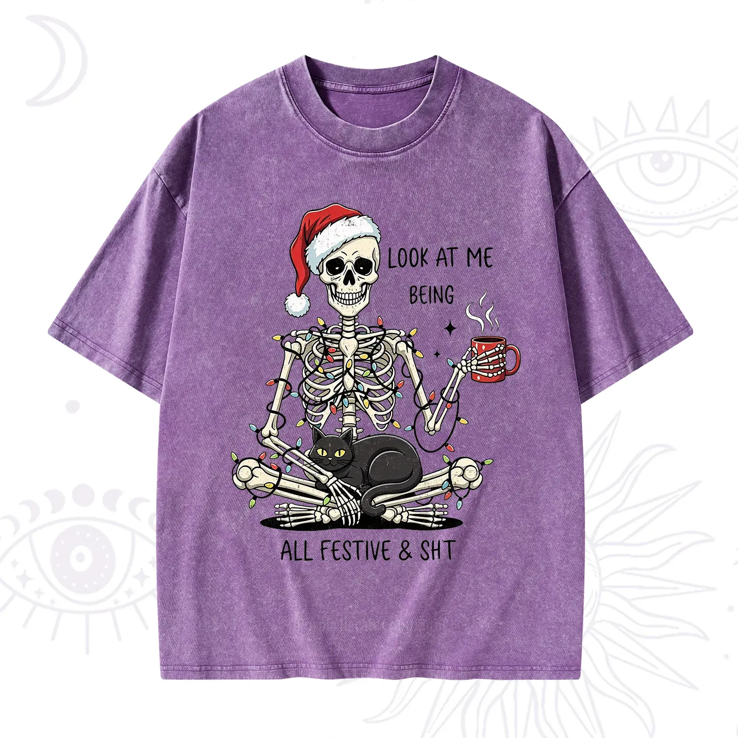 Purplehecate Look At Me Being All Festive Christmas Washed T-Shirt