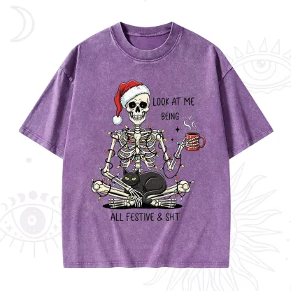 Purplehecate Look At Me Being All Festive Christmas Washed T-Shirt