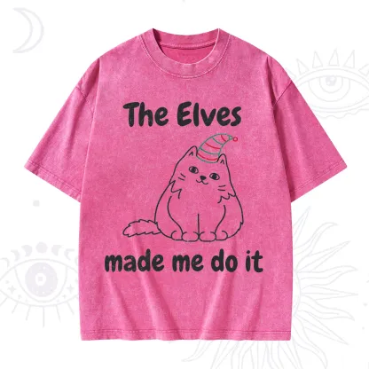 Purplehecate The Elves Made Me Do It Christmas Washed T-Shirt