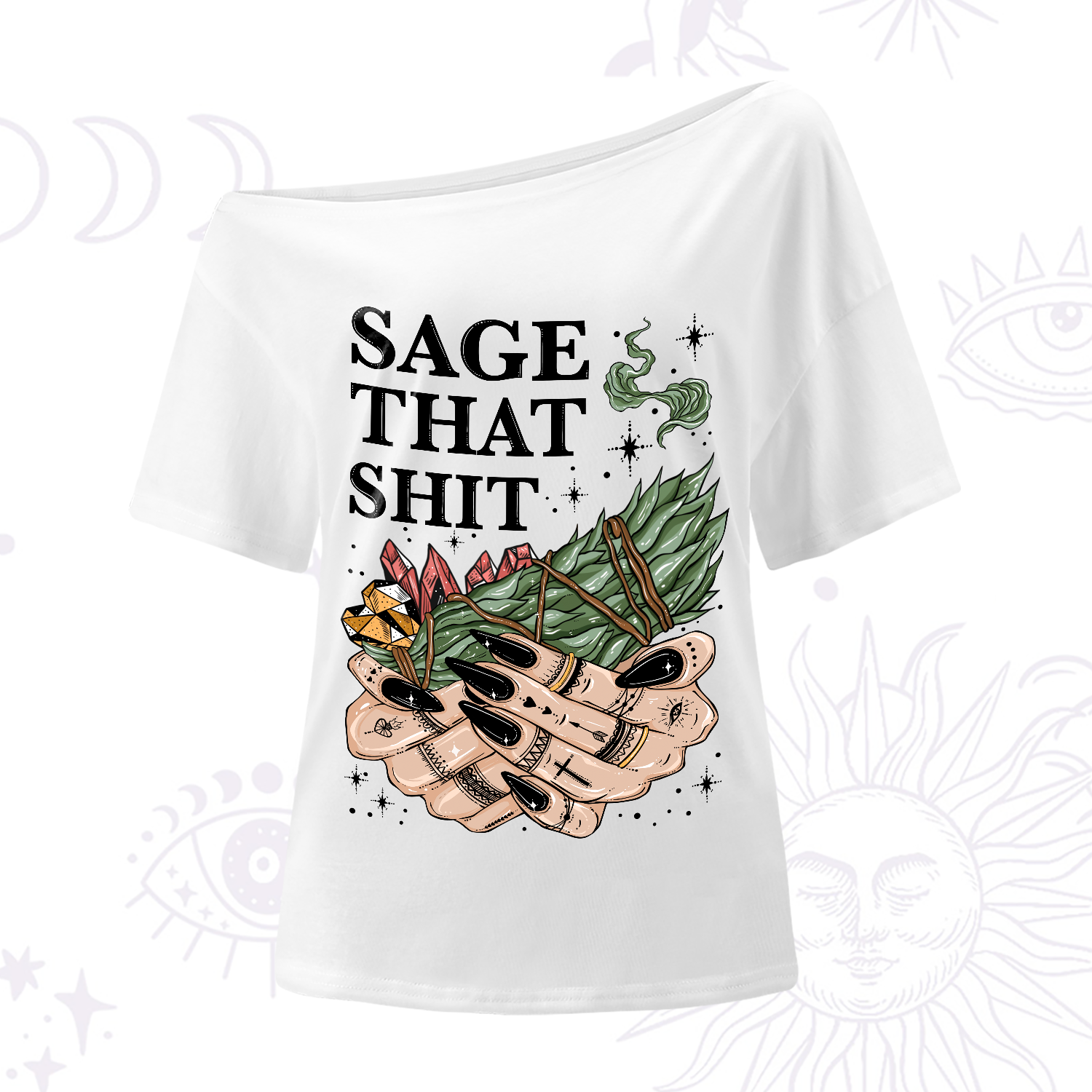 Purplehecate Smudge That Shit One-Shoulder T-Shirt